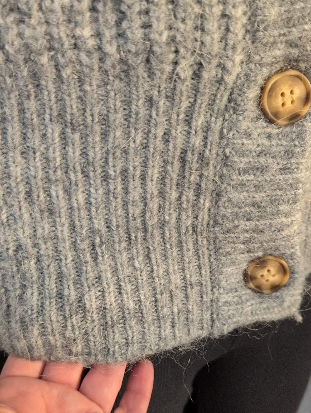 Zara Gray Alpaca Wool Textured Ribbed Knit Button Front Cardigan SZ L - Picture 9 of 16